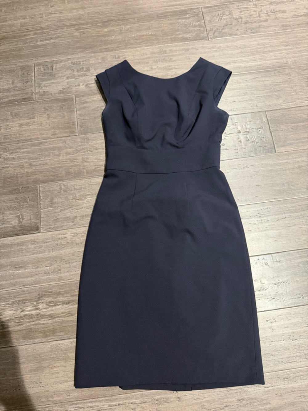 The Limited Navy Cap-Sleeve Sheath Midi Dress